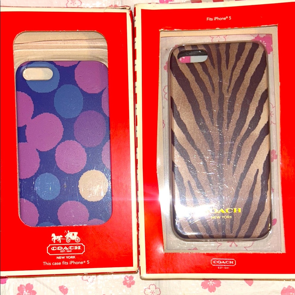 Coach iPhone 5 Case Set - Blue Polka Dot and Brown Zebra